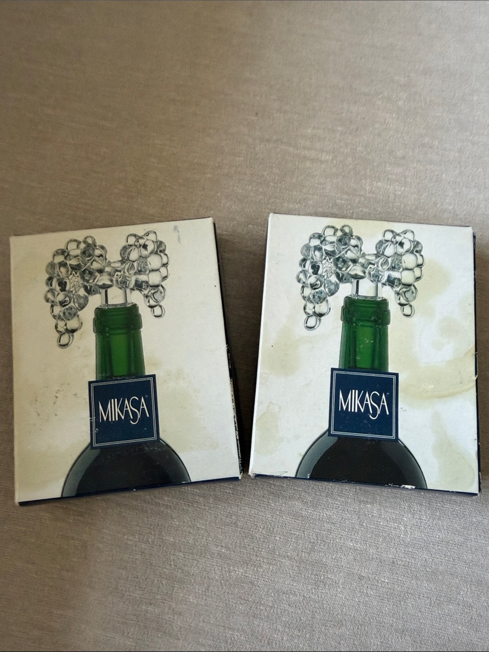 Mikasa Silver Grape Bottle Stoppers with Green Accents